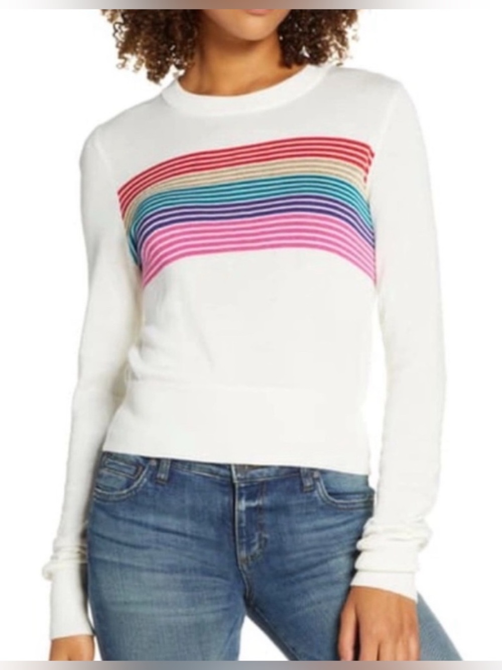 NWOT Spiritual Gangster Nikki Rainbow Crop Sweater - Picture 3 of 14